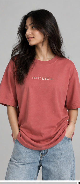 Embroidered Dusty Cedar Oversized Girls T-Shirt