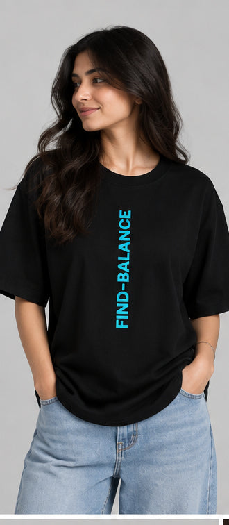 Minimal Printed Oversized Girls T-Shirt