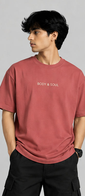 Embroidered Dusty Cedar Oversized T-Shirt