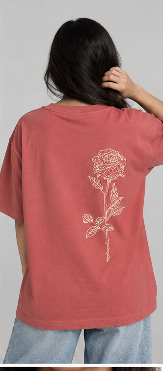 Embroidered Dusty Cedar Oversized Girls T-Shirt