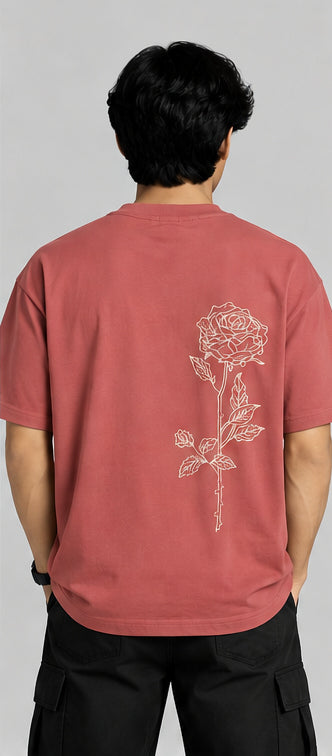 Embroidered Dusty Cedar Oversized T-Shirt