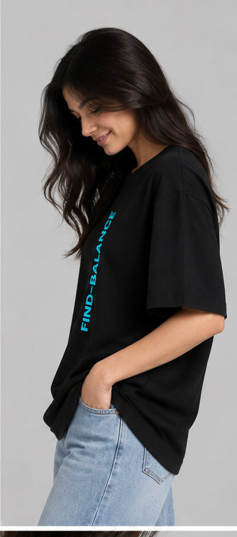Minimal Printed Oversized Girls T-Shirt