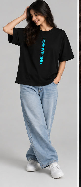 Minimal Printed Oversized Girls T-Shirt