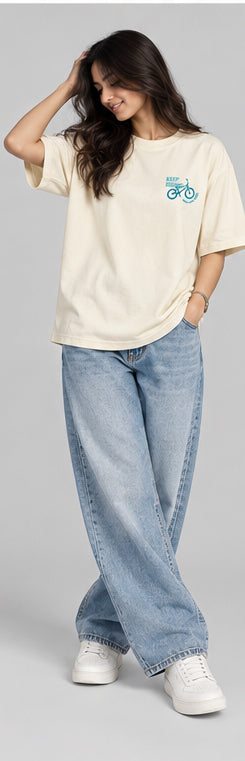 Printed Oversized Fit Girls T-Shirt