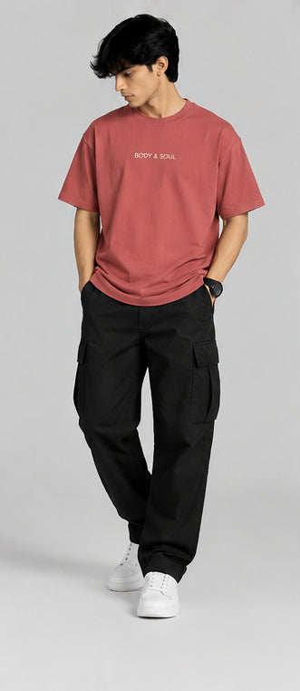 Embroidered Dusty Cedar Oversized T-Shirt