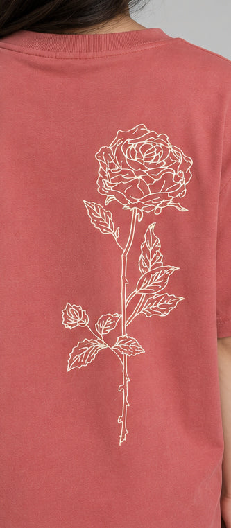 Embroidered Dusty Cedar Oversized Girls T-Shirt